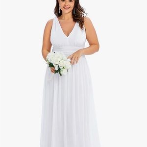Ever-Pretty Women’s Plus Size Chiffon Double V-Neck Wedding Dress